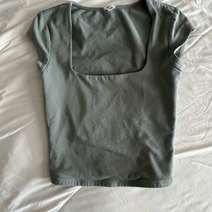 Garage Sage Green Square Neck Crop Top
